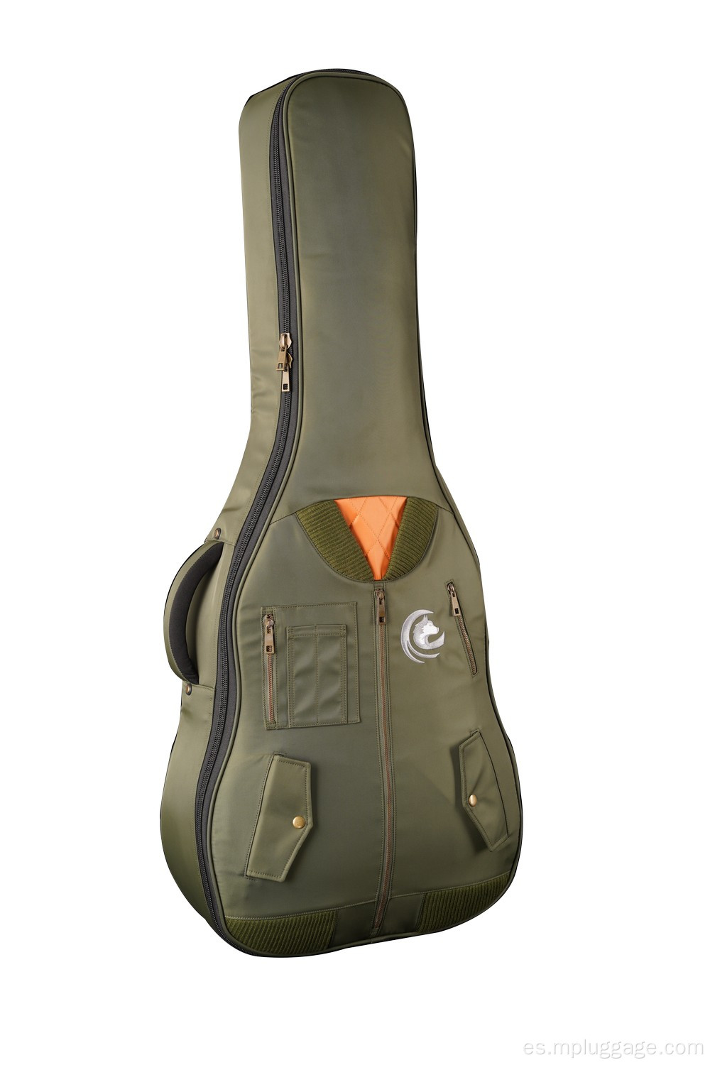 Bolsa de guitarra de mochila verde del ejército