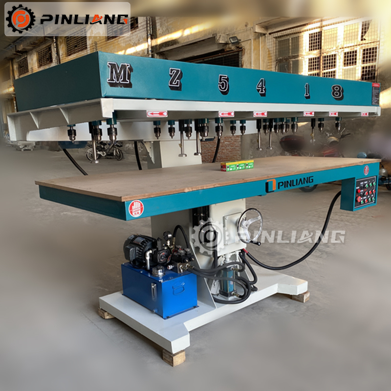 High Precision Woodworking MZ5418 Horizontal Cylinder Drilling Machine with 18 Bits