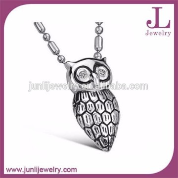 Lovely 3D Fashionable Owl Pendant Stainless steel Owl Necklace