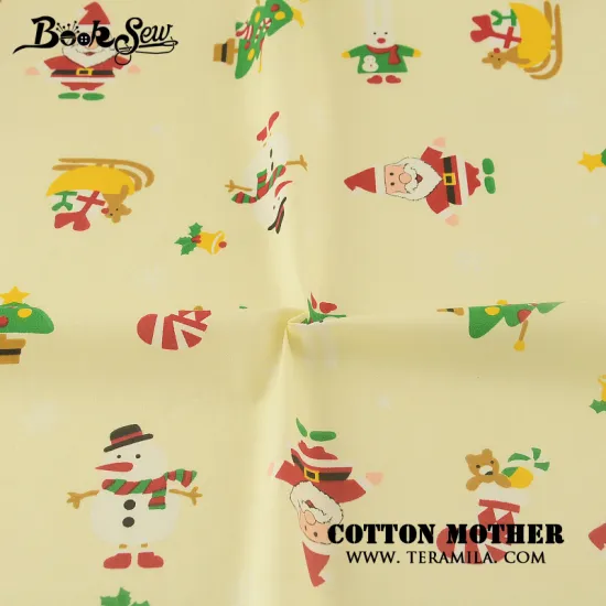 Booksew Cotton Fabric Christmas Theme Design Tecido Material DIY Telas Quilting Patchwork Twill Beige Bottom Home Textile