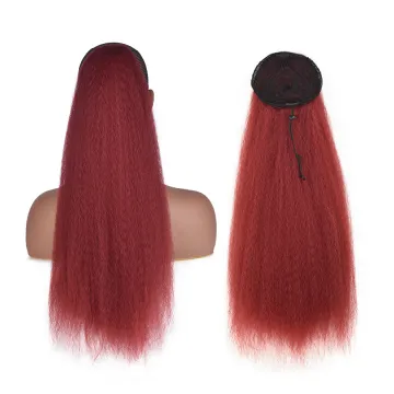 AliLeader 22inch 7 Colors Kinky Straight Ponytail Synthetic Drawstring Ponytail Extensions