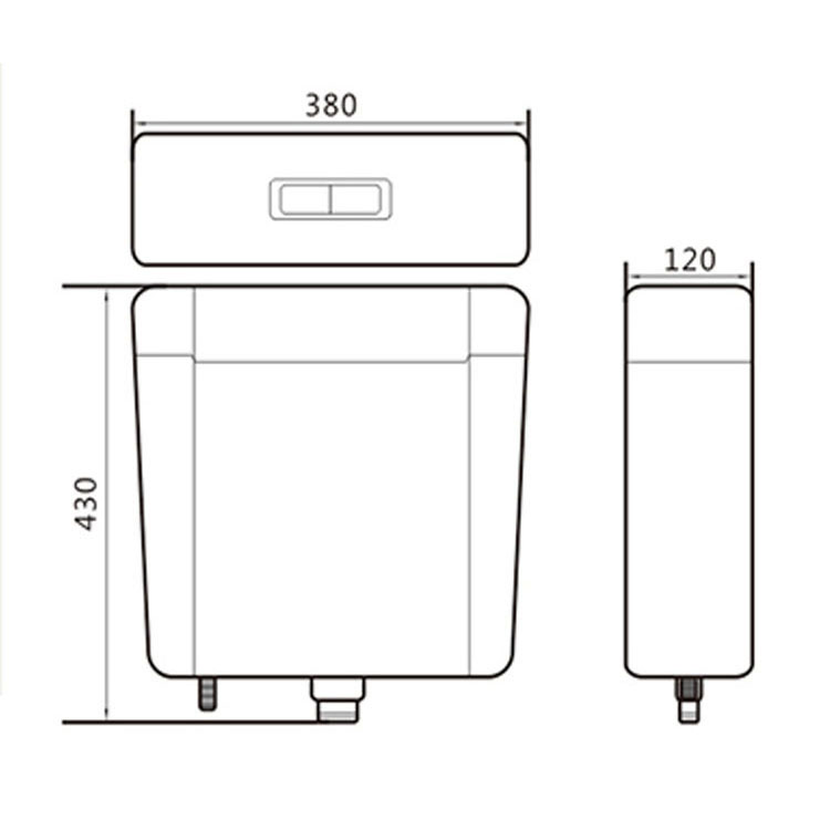 Squat Tank Plastic Dual Flush Toilet Cistern	