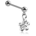 Bedah Steel Staright Barbell dengan Jeweled Flower