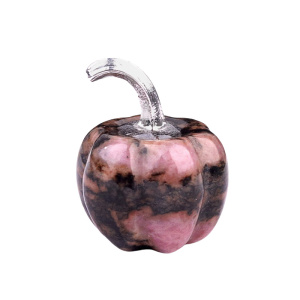 Rhodochrosite 30MM Pumpkin Oranment for Home Office Decor Handmade Craved Vegetables fruits Stone Gifts