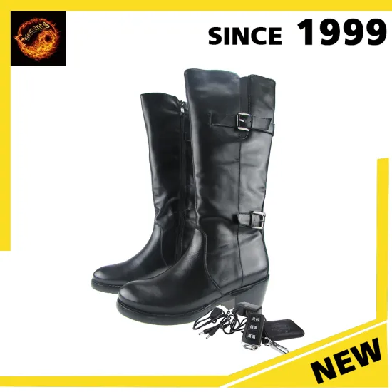 2016Big sales electric heated Leather knee high fashion leather winter riding boots fashion