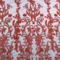 Hot Red Pearl Beaded Lace