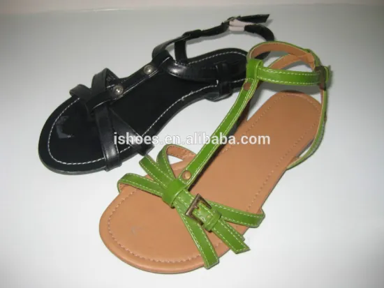 latest T-strap ladies basic fashion flat sandal