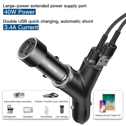 Baseus Dual USB Car Charger For iPhone Samsung Xiaomi mi 3.4A Fast Charging Car Phone Charger Adapter Cell Mobile Phone Charger