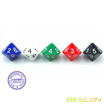 BESCON 5er Packung mit D14 Würfeln nummeriert 1 bis 7 - 14 Seiten Würfel Verschiedene Farben 5er Set