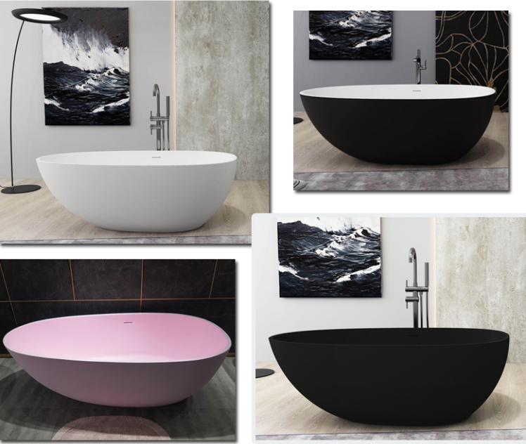 Egg Shape Acrylic Bathtub Freestanding Pink