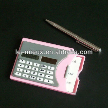 Solar Card Holder Calculator With Ball Pen