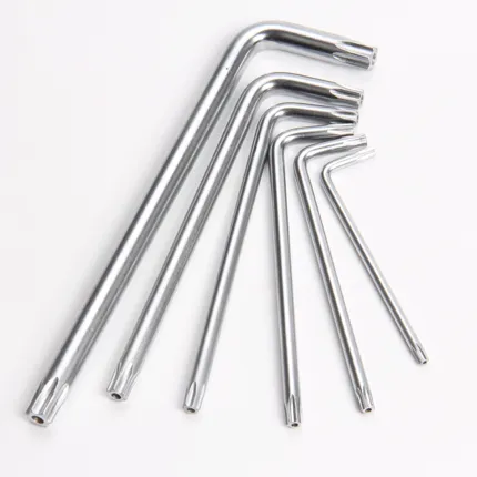 Set of Allen and Torx Hex Wrenches: T10, T15, T20, T25, T27, T30 with L-Type Handle