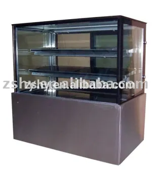 Stainless steel cake showcase with angle glass