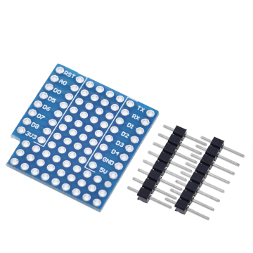 TZT ProtoBoard Shield for WEMOS D1 Mini Double Sided Perf Board Compatible