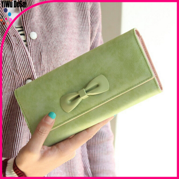 Temperament sweet butterfly knot upscale retro matte leather wallet