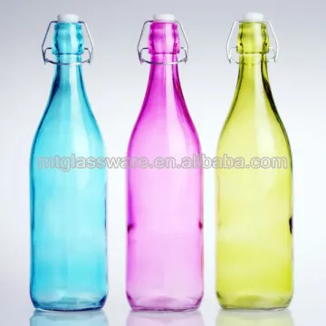 Colored wholesale glass water milk bottle with stopper