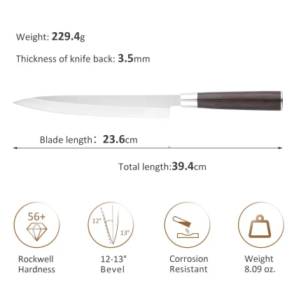 10 Inch Japanese Sushi Knife 7Cr17MOV Sashimi Knife with Chicken Wenge Wood Handle