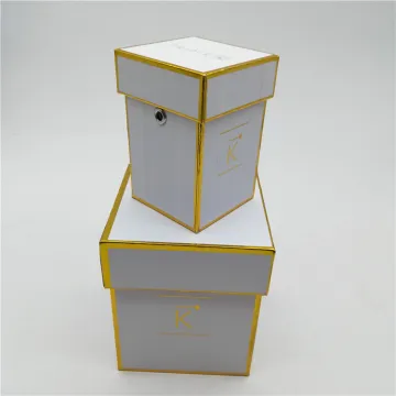 White square flower box with gold foil stamping