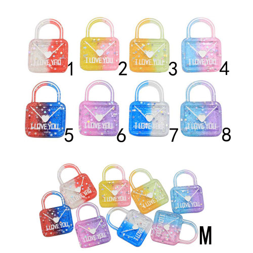 Gradient Pretty Girl Heart Lock Key Resin Charms  Crafts Flatback Cabochon Scrapbooking For Embellishments Diy Accessories