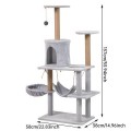 Eco-friendly Wave Cat Scratcher Board Wooden Indoor Cat Condo Tree Tower 3-Level Curved Climbing Surface Lounge Platform Modern