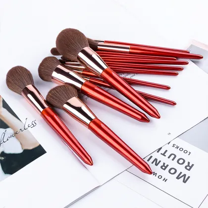 red makeup brush set Professional Cosmetics Kit