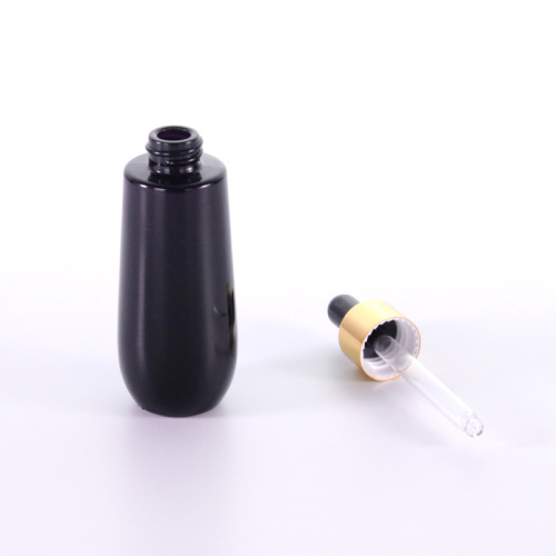 40ml black glass bottle with golden dropper