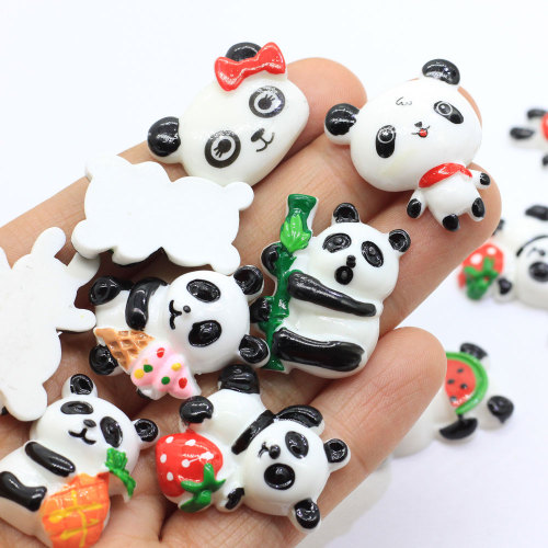 Various Type Kawaii Panda Shaped Resin Cabochon 100pcs Handmade Craftwork Decorative Beads Slime DIY Toy Decor