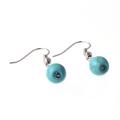 Boucle d&#39;oreille en perles Turquoise 8MM avec argent 925