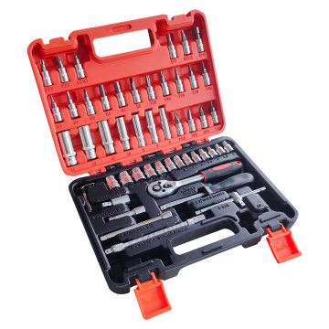 53-Piece 1/4 Inch Drive Socket Set with Cr-V Sockets and Quick-Release Ratchet Wrench: Comprehensive Automotive Repair Tool Kit