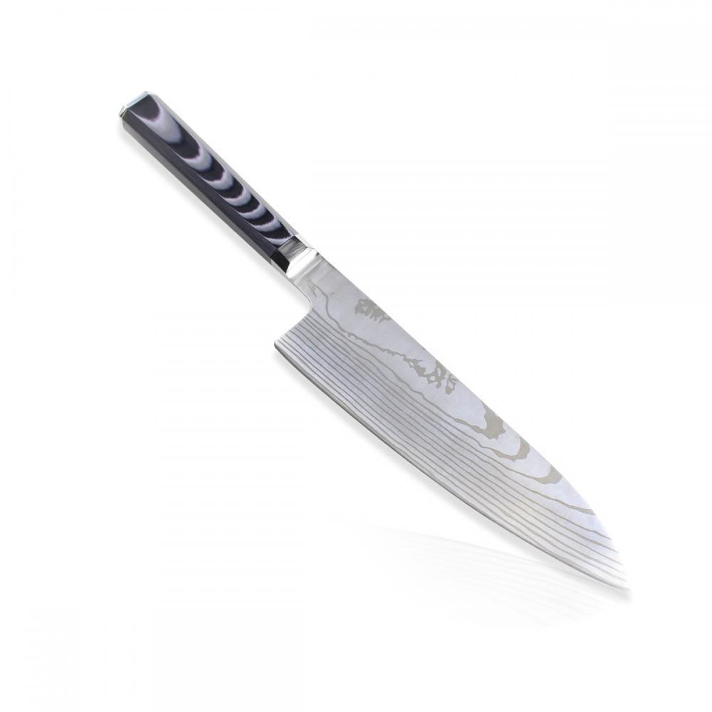 Cuchillo de chef japonés Damasco de acero inoxidable de 9 pulgadas