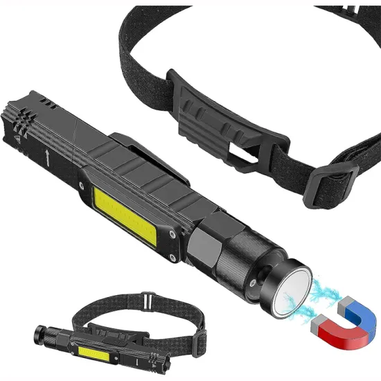  rechargeable detachable strap with magnetic base COB LED 2-in-1 headlamp and work light 