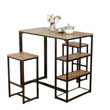Modern Industrial Restaurant Home Dining Table Set with Metal Chairs