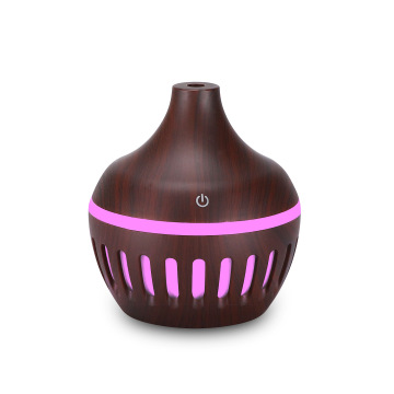 Compact Wood Grain Ultrasonic Humidifier with 7 Color Night Light