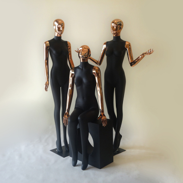 2016 china factory price display female chrome gold mannequin gold women body