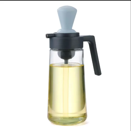 Household Oil Bottle 550ml: Olive Oil and Vinegar Dispenser with Silicone Brush