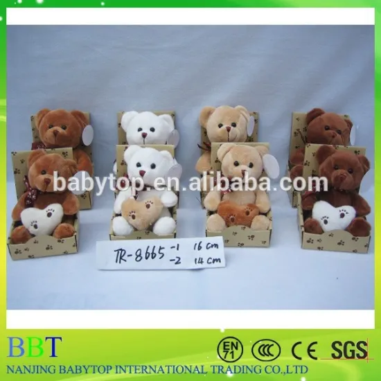 traditional plush toy Teddy bear with hear shape pillow in chair box