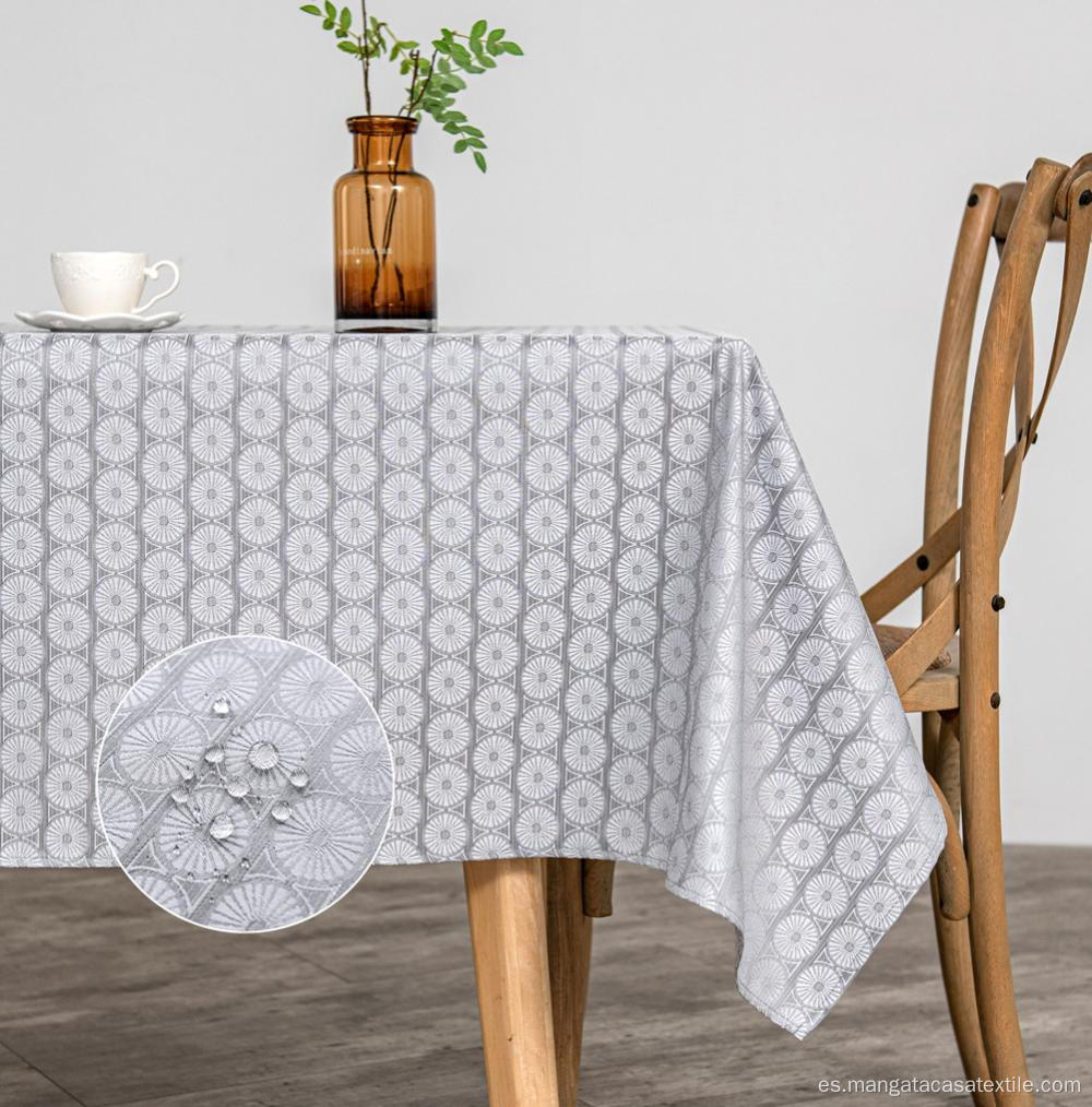 Mantel a impermeable jacquard gris