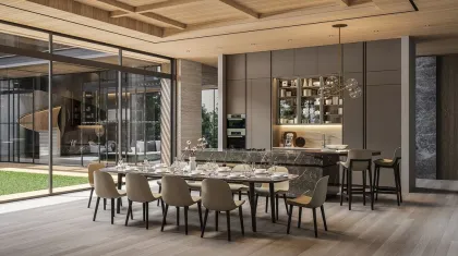 Residential high-end open kitchen set