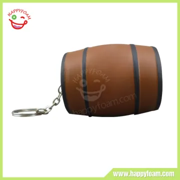 PU Foam Printed Customized Cheap Barrel Keychain Stress Ball for Promotional Keyring