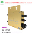 WVC600 Solar Inverter MPPT On Grid Tie inverter IP65 Micro Inversor Solar Microinverter 22-50VDC to 80-260VAC for 2*300W Panels