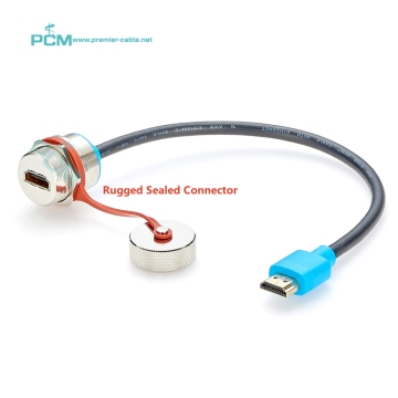 M25 Waterproof Rugged HDMI Extension Cable - 30cm Round Panel Mount Cabinet Box for Outdoor Use