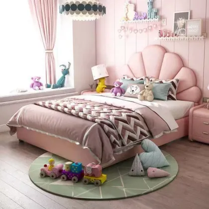 HJ HOME Princess Style Kids Bed - Modern Upholstered Children's Furniture