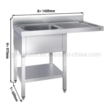 Commercial Kitchen Dishwasher Sink Unit with 1 Sink on Left