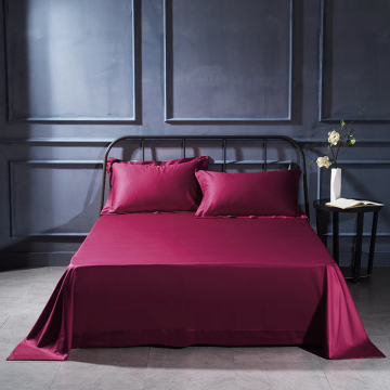 Cherry Red 3 PCS 100% Egyptian Cotton Solid Flat Sheet Set