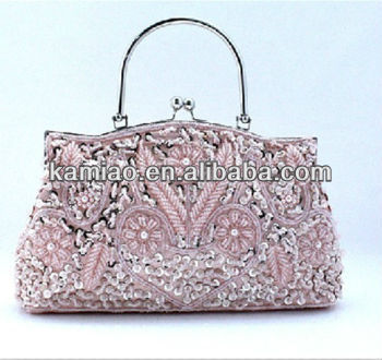women handmade vintage beaded pearl fashion handbag evening bag