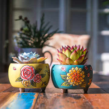 Vase de fleurs en céramique en porcelaine peinte à la main - mini pot succulent de style coréen
