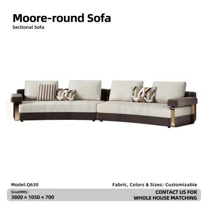 Italian Curved Genuine Leather Moore Sofa