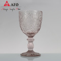 Machine pressed decor glass Red Wine Goblet Glass