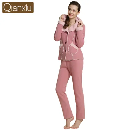 Qianxiu wholesale adult winter thick women pajamas