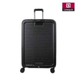 Black Striped PET PE Large Capacity Travel Suitcase